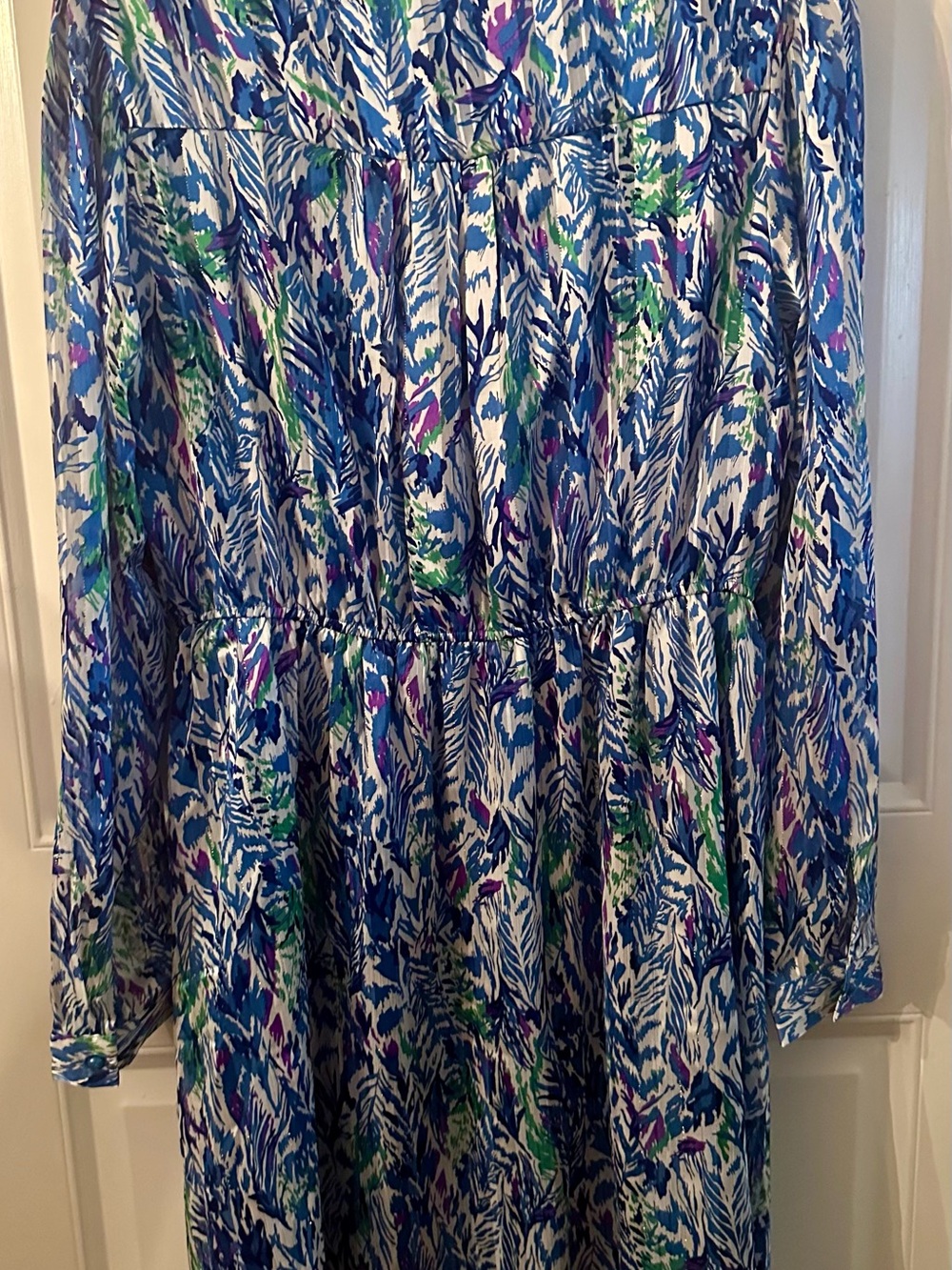 NWT Beautiful lined Blue Multi-Color Dress
